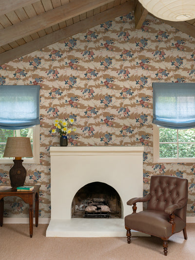 dora chintz wallpaper by nathan turner saddle pink