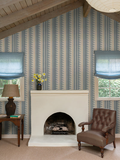 edwin stripe wallpaper by nathan turner blue taupe