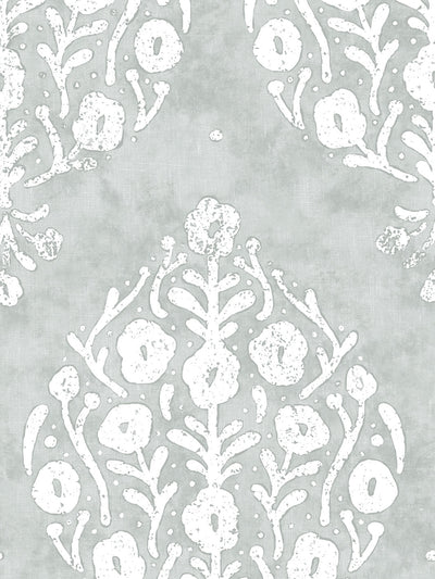 'Eleanor' Linen Fabric by Sugar Paper - White on Silver Sage