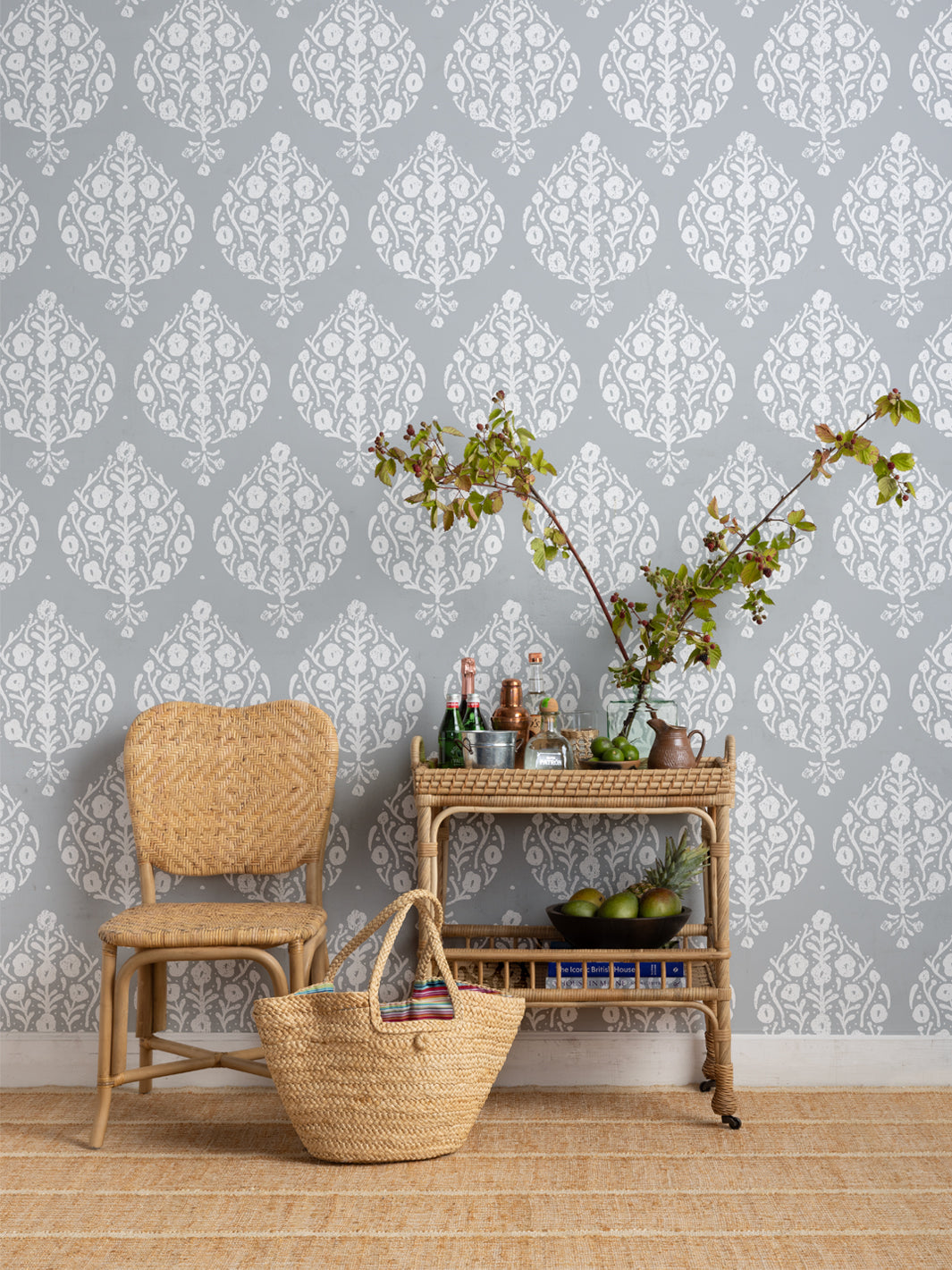 'Eleanor (White Ground)' Wallpaper by Sugar Paper - Stone