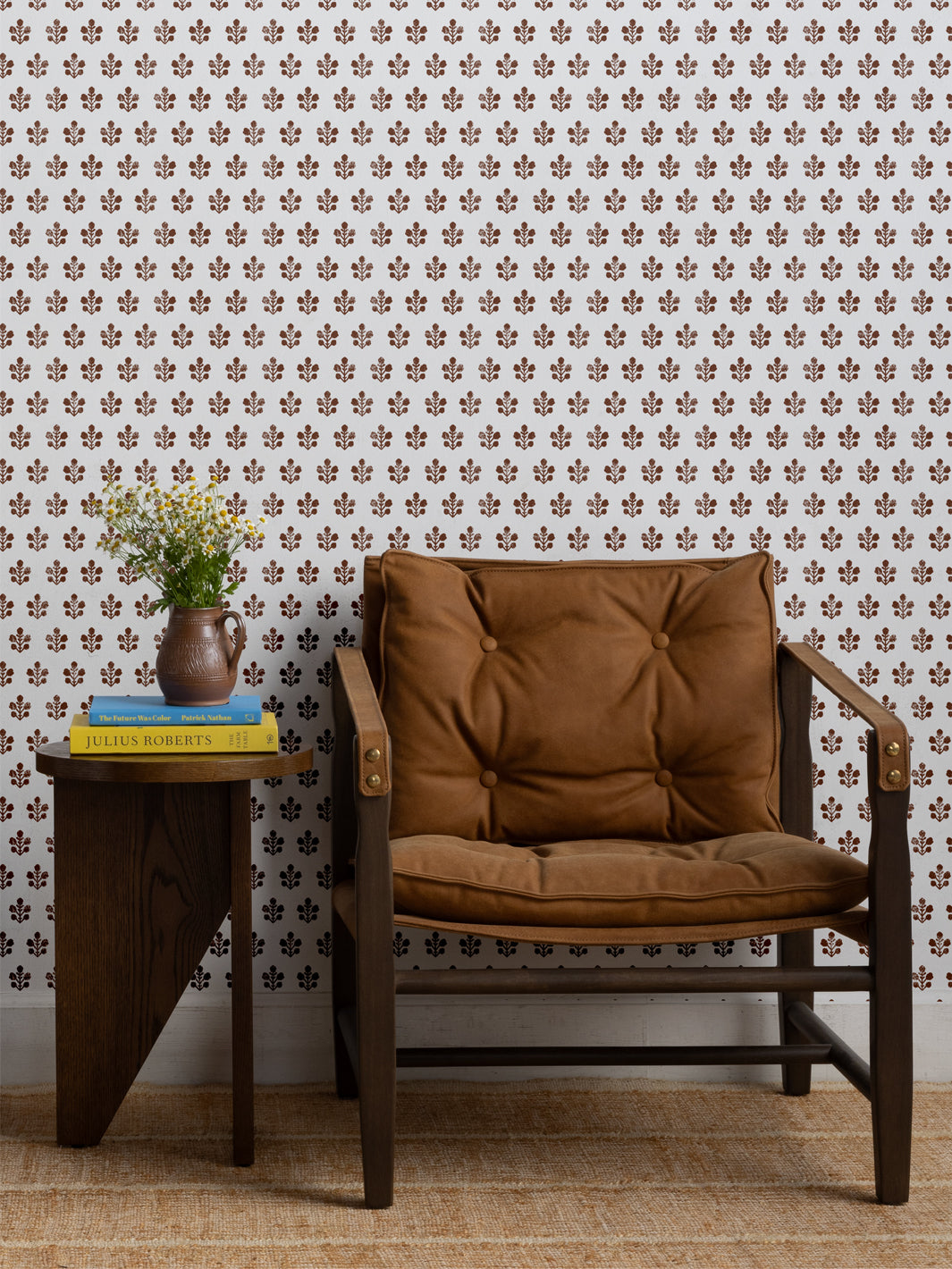 'Ensley (White Ground)' Wallpaper by Sugar Paper - Chocolate