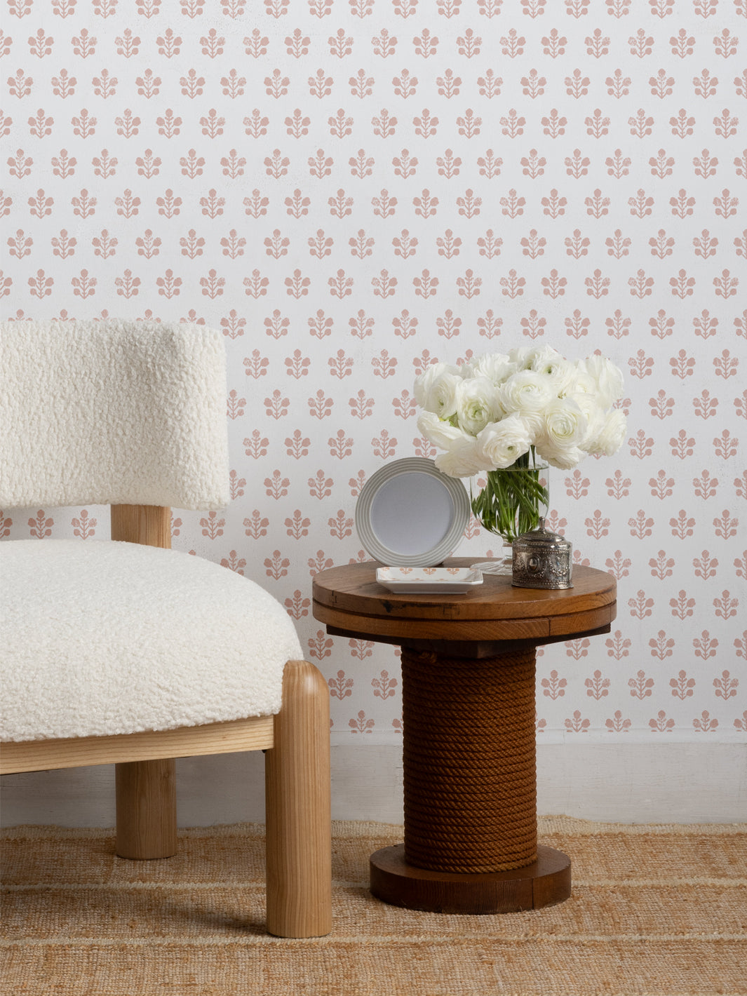 'Ensley (White Ground)' Wallpaper by Sugar Paper - Rose