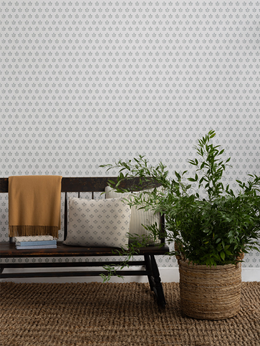 'Ensley (White Ground)' Wallpaper by Sugar Paper - Silver Sage