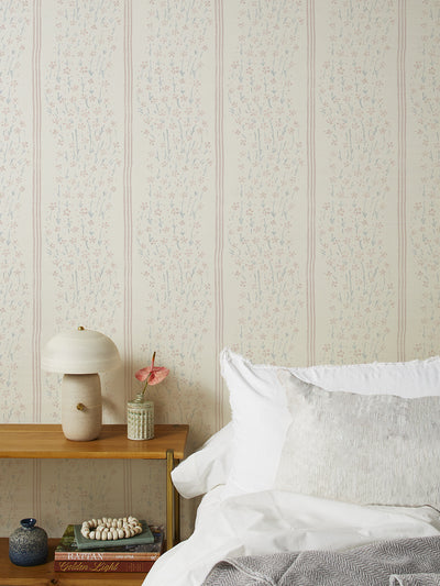 hillhouse floral disty wave grasscloth wallpaper by nathan turner blue pink