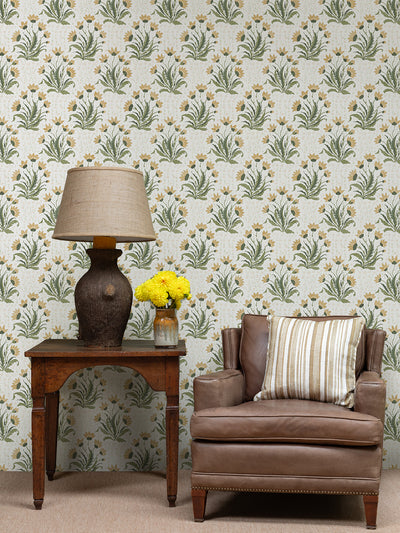 hillhouse floral multi wallpaper by nathan turner gold green