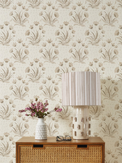 hillhouse floral tonal grasscloth wallpaper by nathan turner neutral