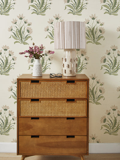 hillhouse block print large grasscloth wallpaper by nathan turner neutral green