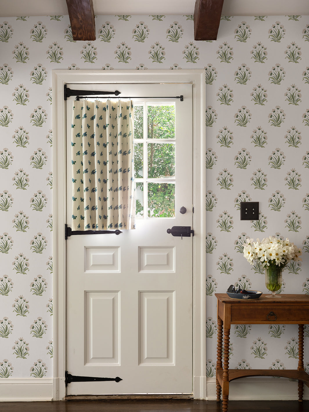 hillhouse block print small wallpaper by nathan turner neutral green