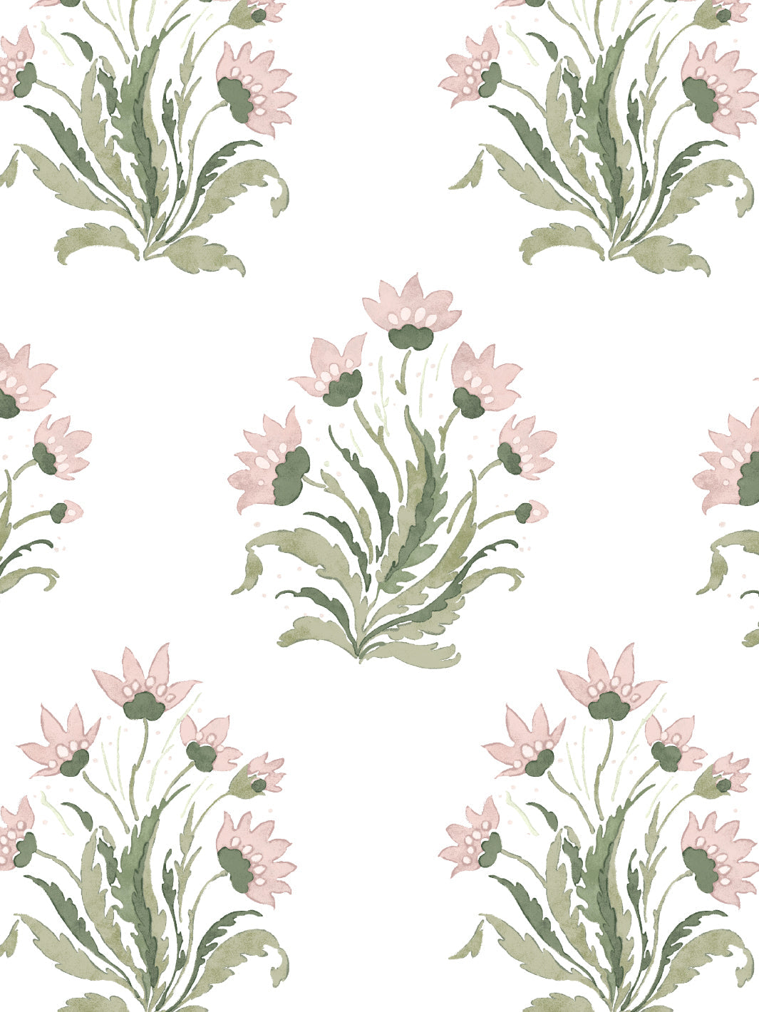 'Hillhouse Block Print Large' Wallpaper by Nathan Turner - Pink Green