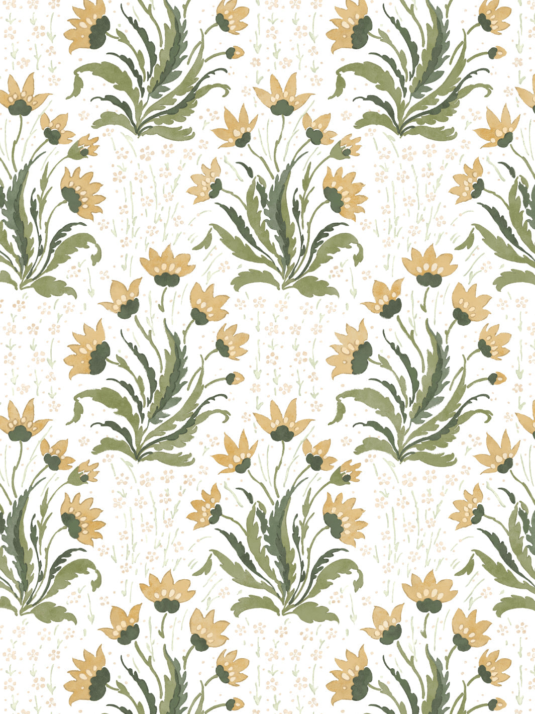 hillhouse floral multi wallpaper by nathan turner gold green