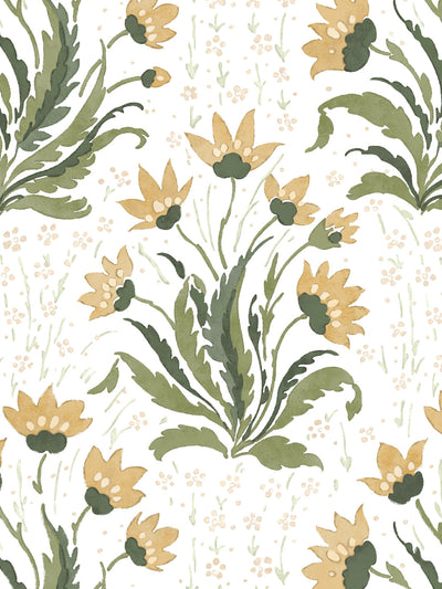 hillhouse floral multi wallpaper by nathan turner gold green