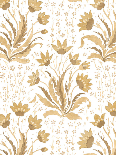 hillhouse floral tonal wallpaper by nathan turner mustard