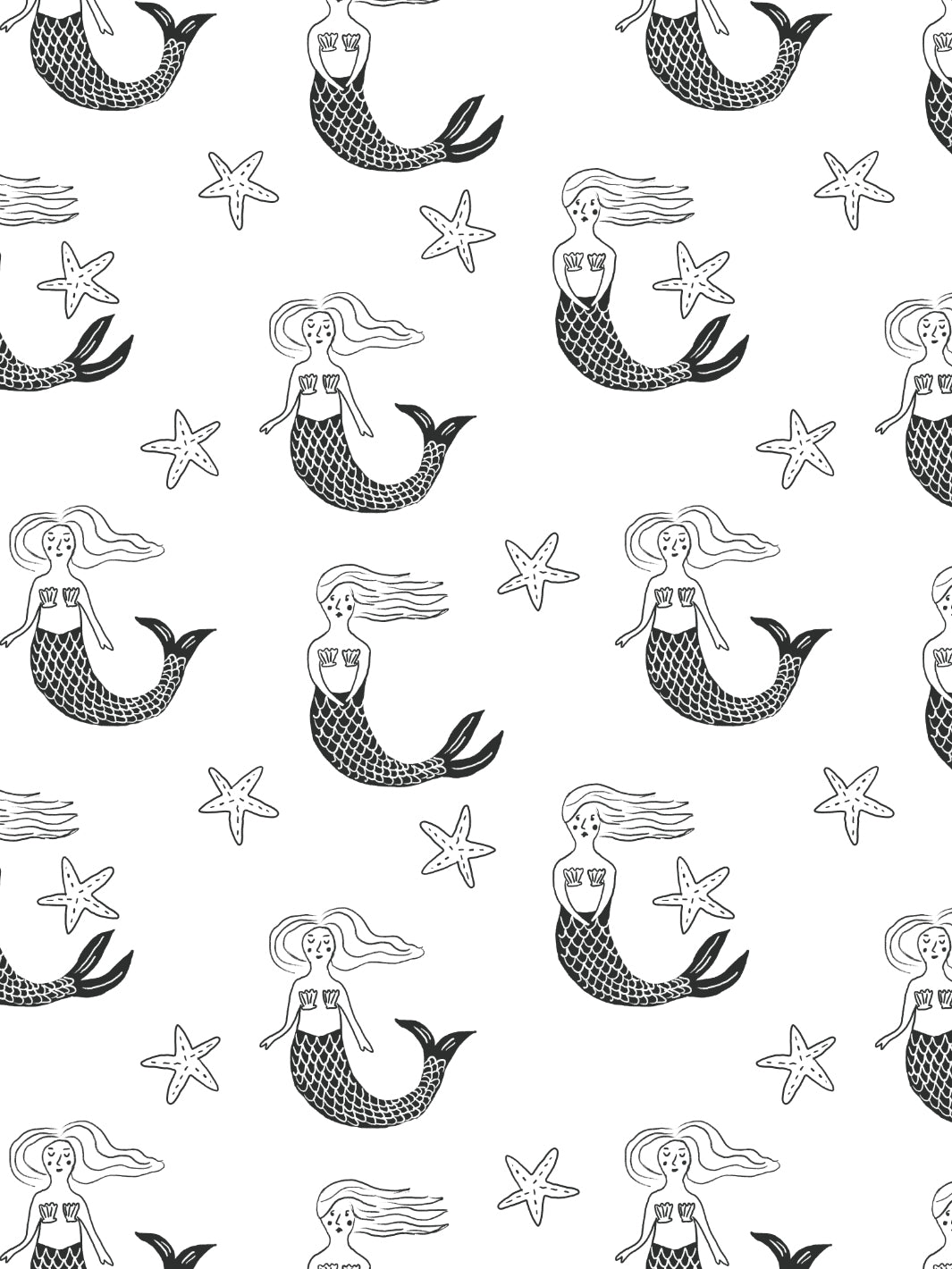 mermaid wallpaper by tea collection black