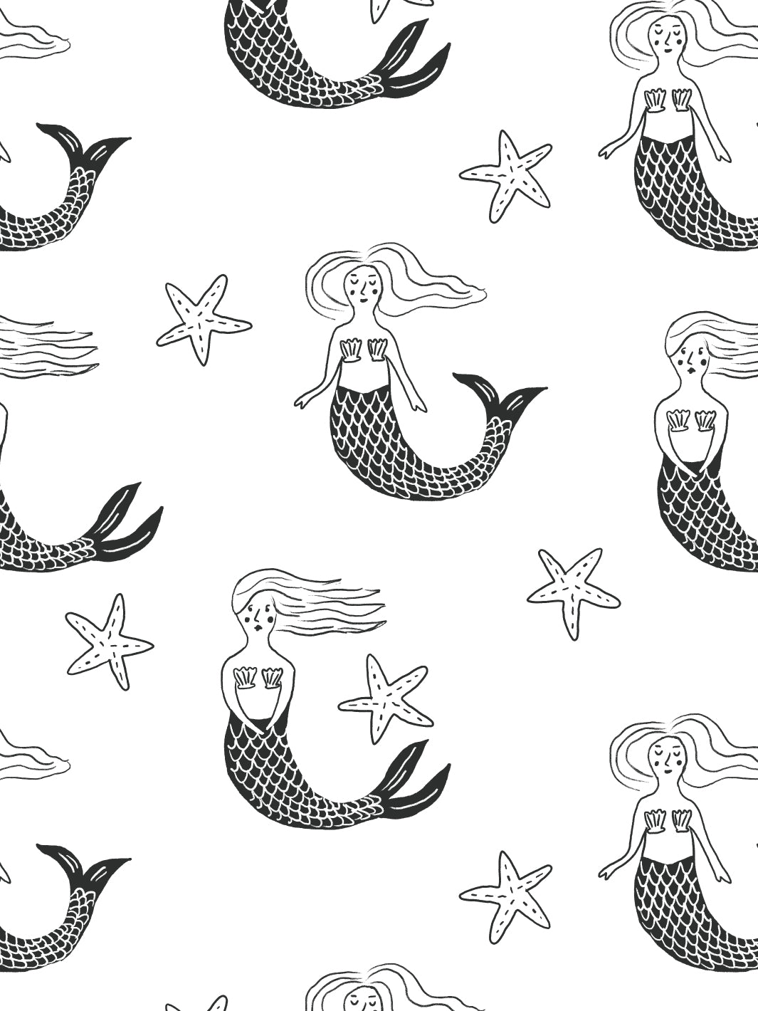 mermaid wallpaper by tea collection black