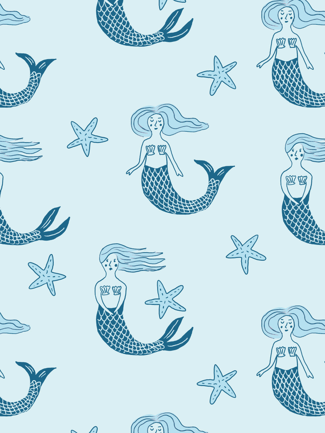 mermaid wallpaper by tea collection blues