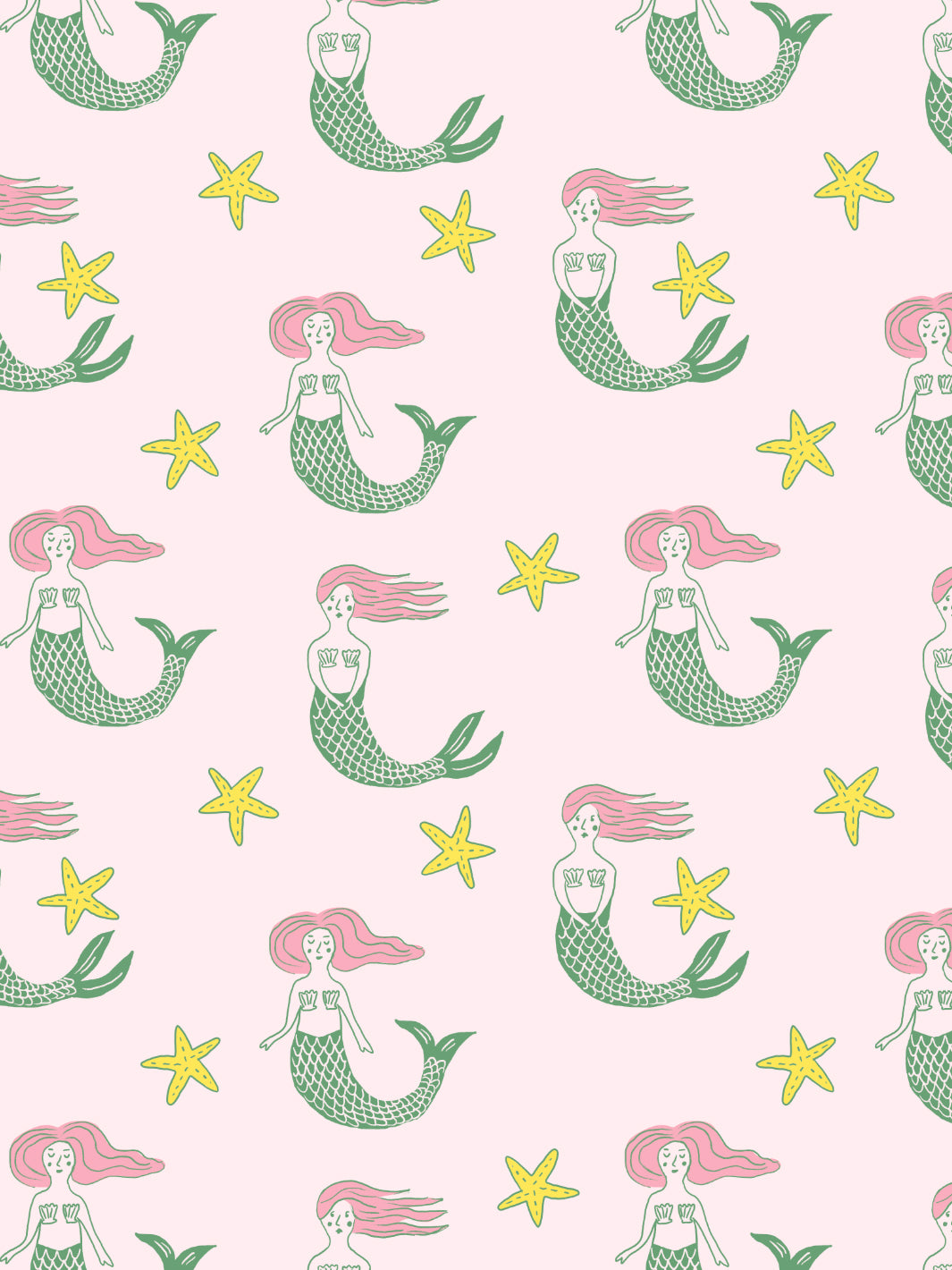 mermaid wallpaper by tea collection pale pink