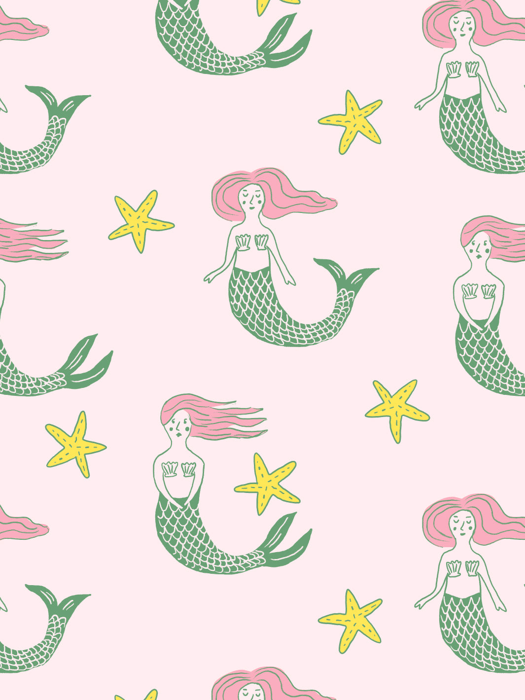 mermaid wallpaper by tea collection pale pink