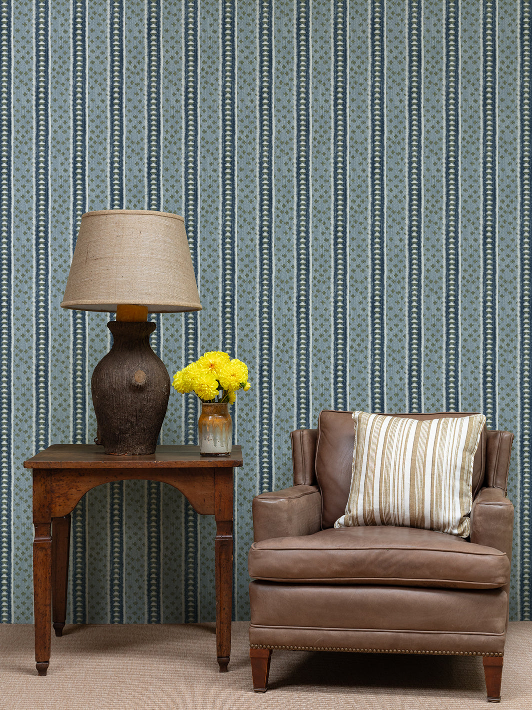 northstar stripe wallpaper by nathan turner blue army green