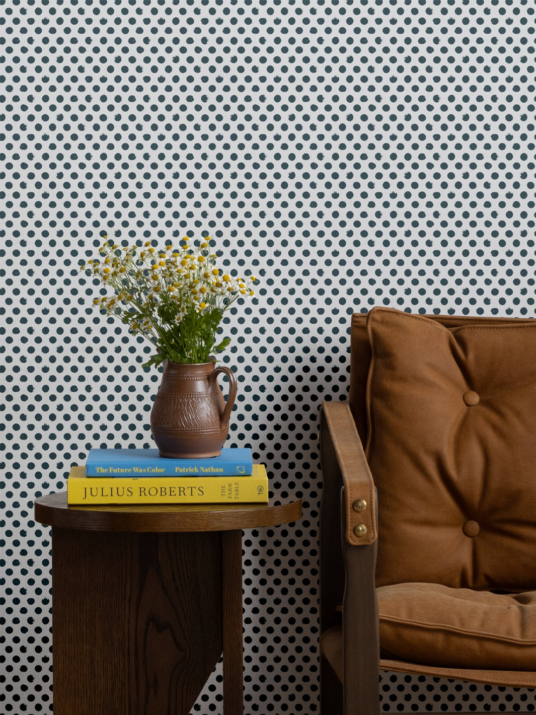 'Painted Dots (White Ground)' Wallpaper by Sugar Paper - Ocean