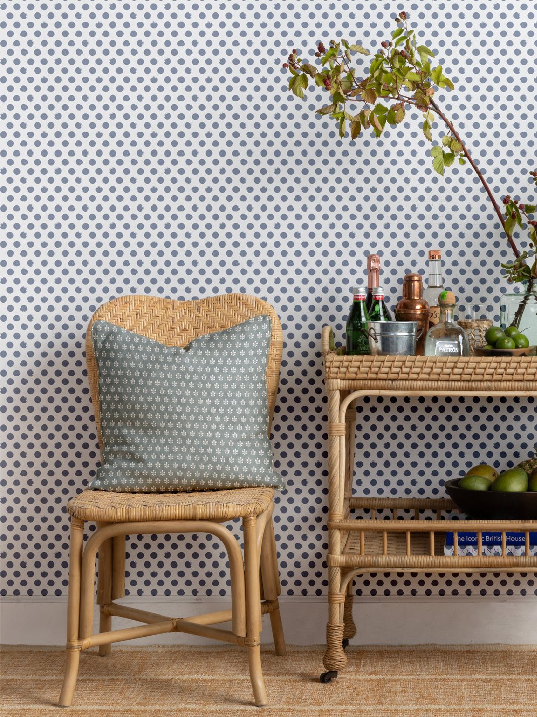 'Painted Dots (White Ground)' Wallpaper by Sugar Paper - Slate