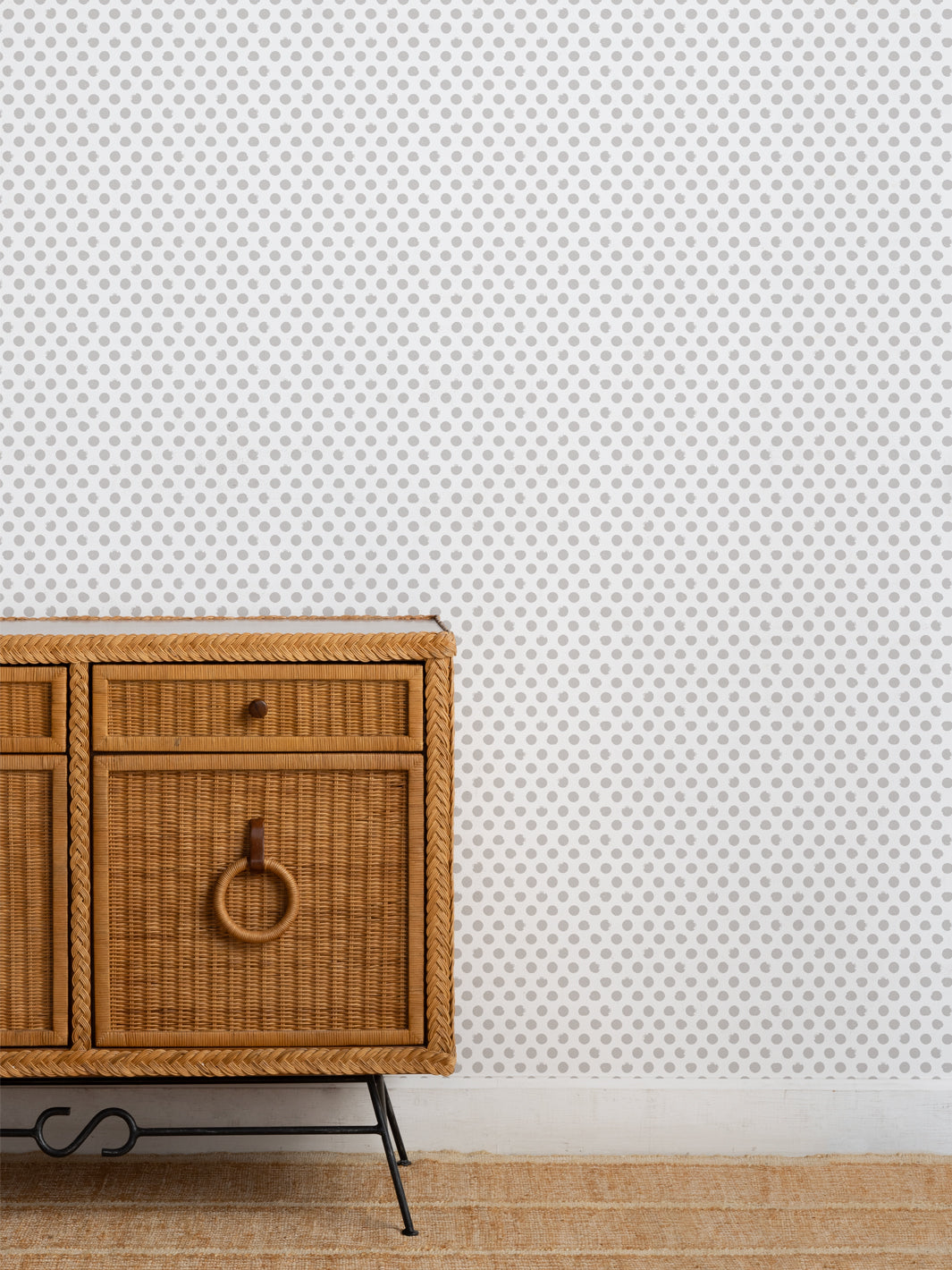 'Painted Dots (White Ground)' Wallpaper by Sugar Paper - Stone