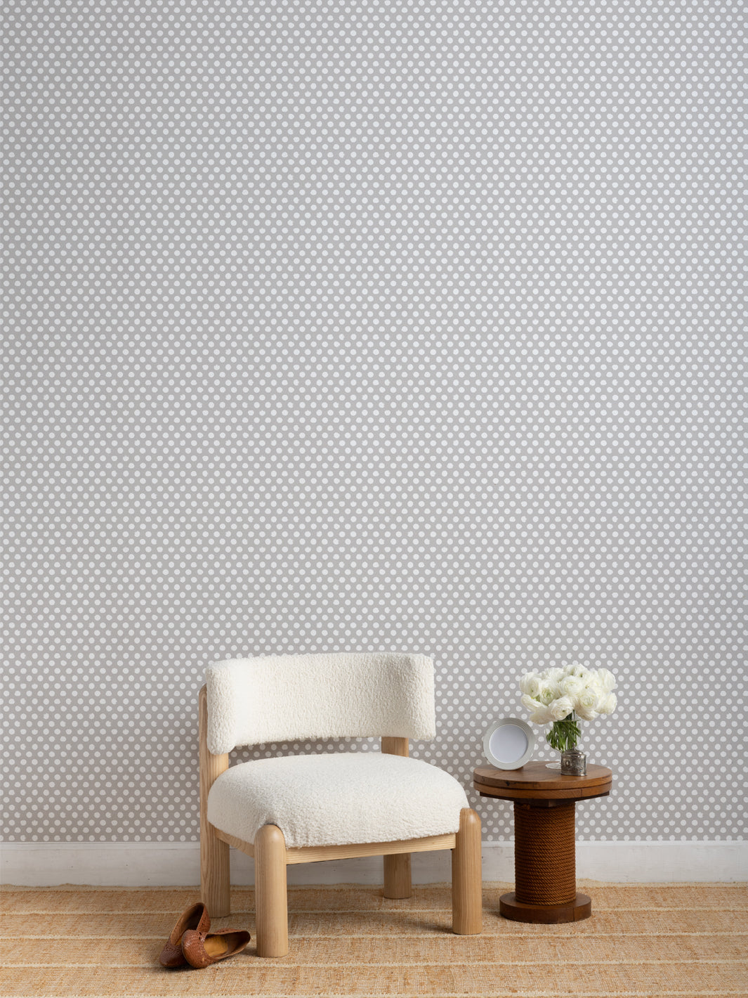 'Painted Dots' Wallpaper by Sugar Paper - Stone