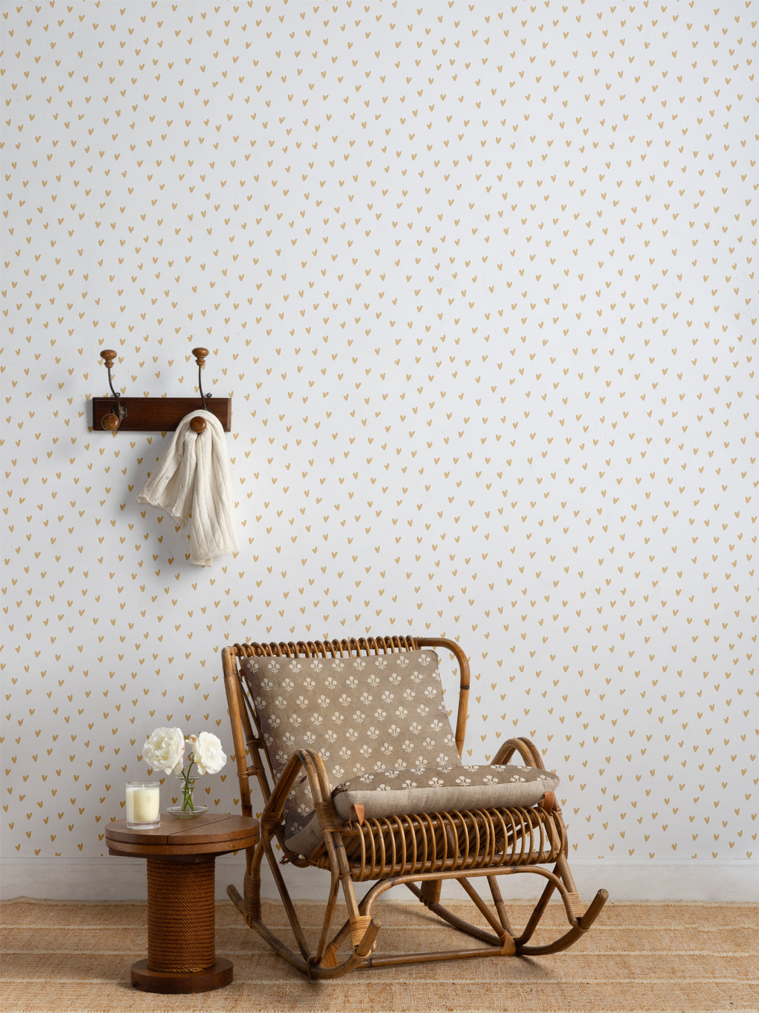 'Painted Hearts (White Ground)' Wallpaper by Sugar Paper - Hay