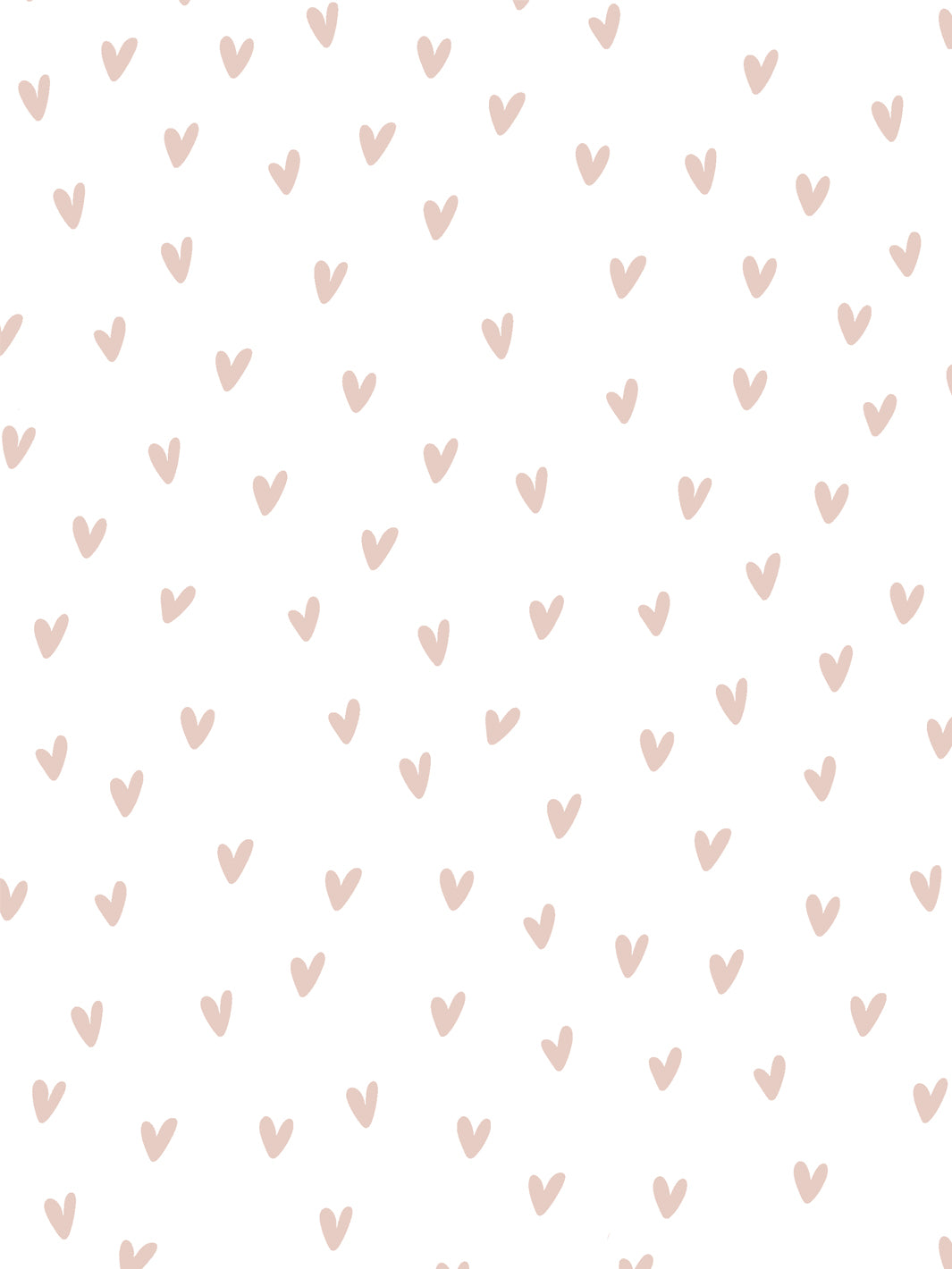 'Painted Hearts (White Ground)' Wallpaper by Sugar Paper - Rose