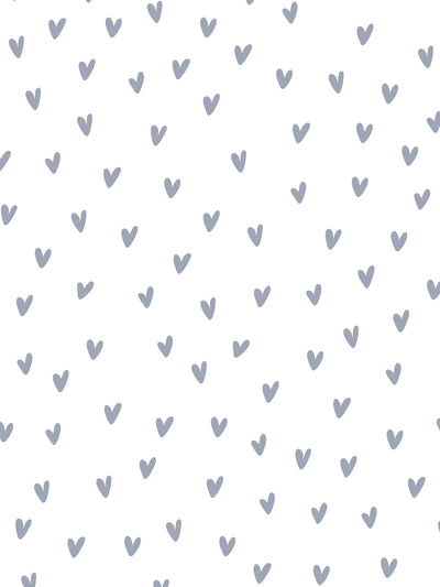 'Painted Hearts (White Ground)' Wallpaper by Sugar Paper - Slate