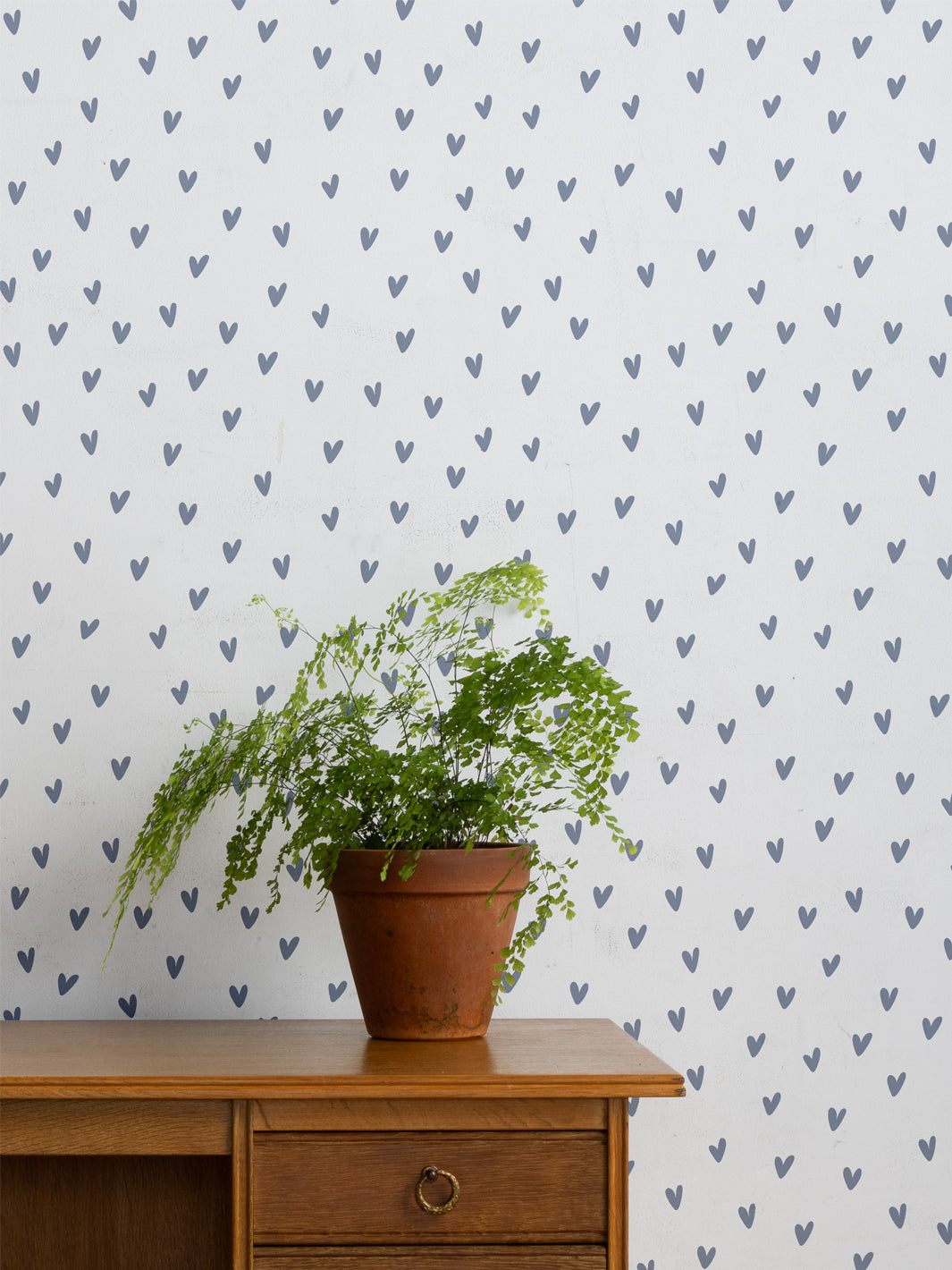 'Painted Hearts (White Ground)' Wallpaper by Sugar Paper - Slate