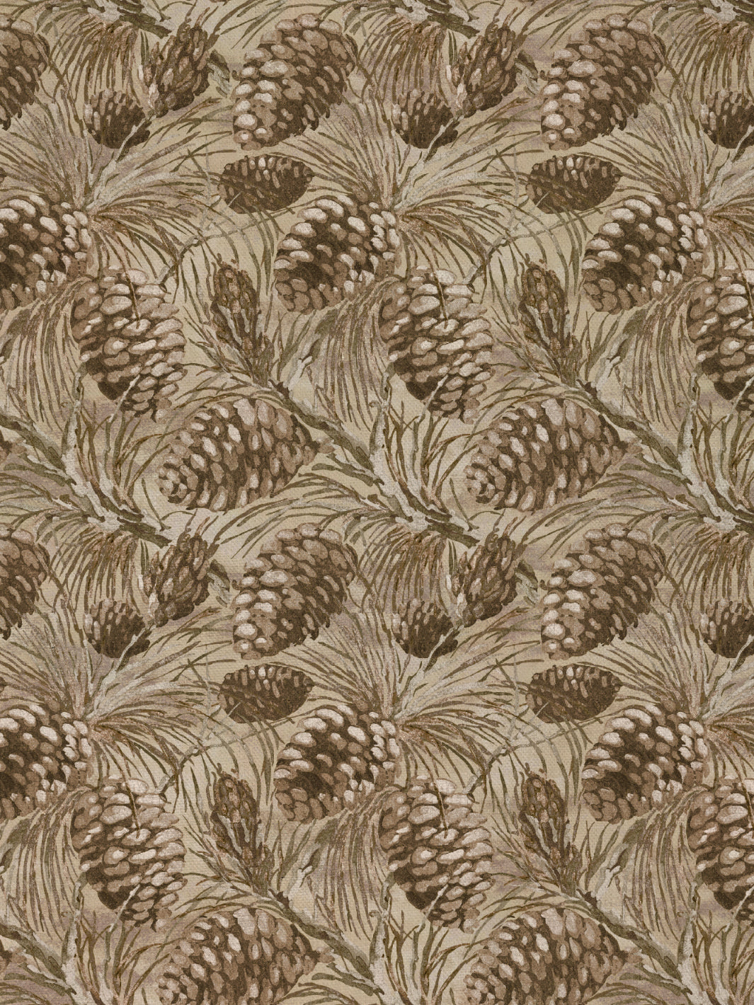 pinecones linen fabric by nathan turner beige