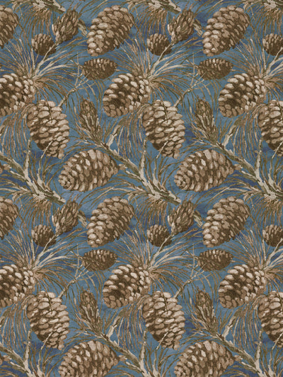 pinecones linen fabric by nathan turner blue