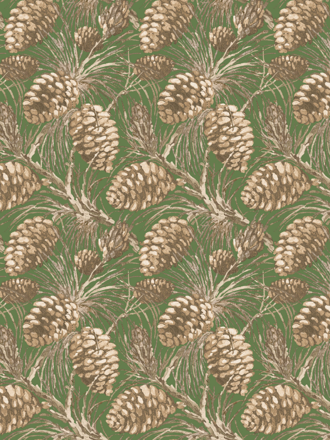 pinecones wallpaper by nathan turner taupe on green