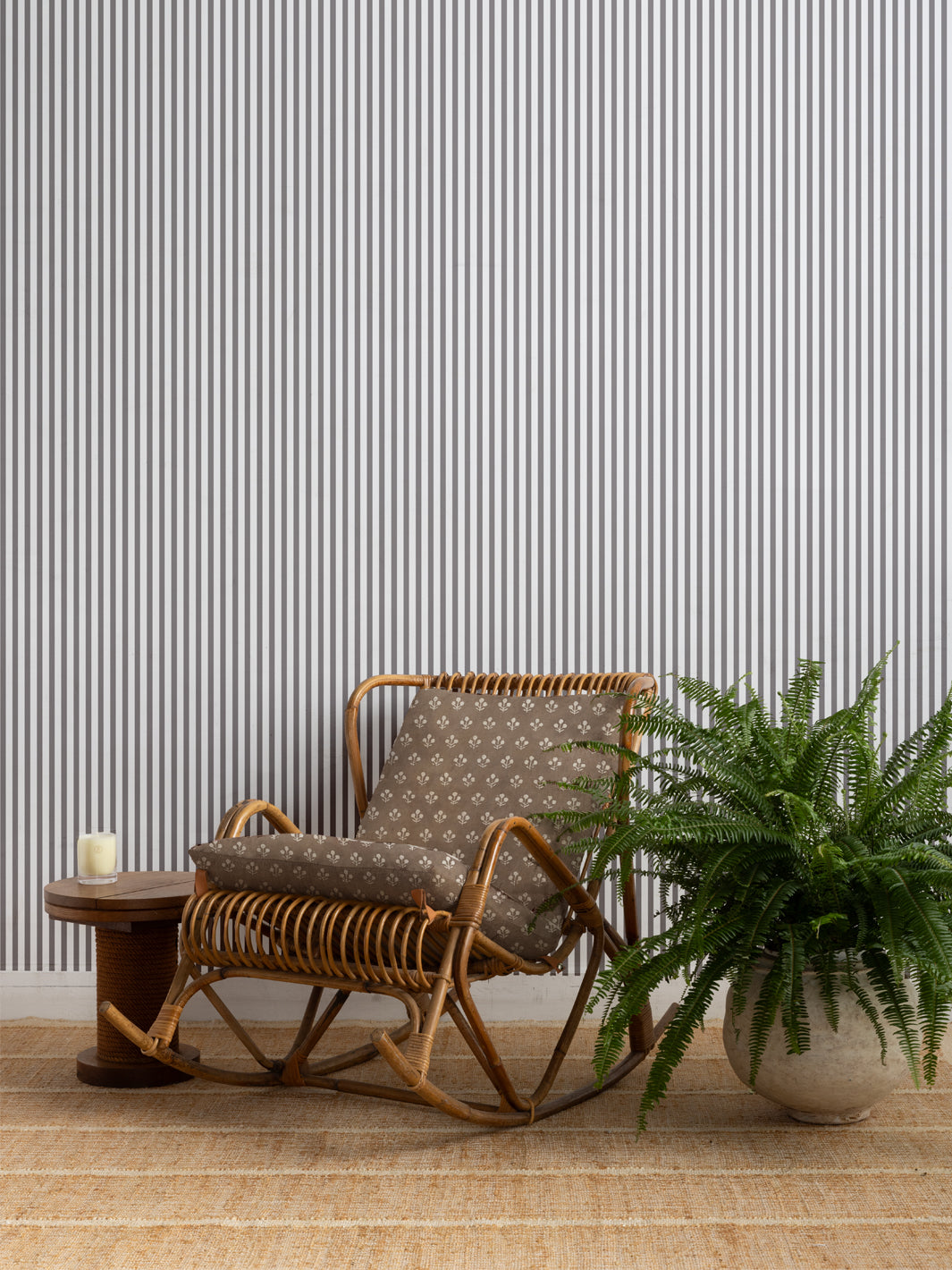 'Preppy Stripe' Wallpaper by Sugar Paper - Smoke