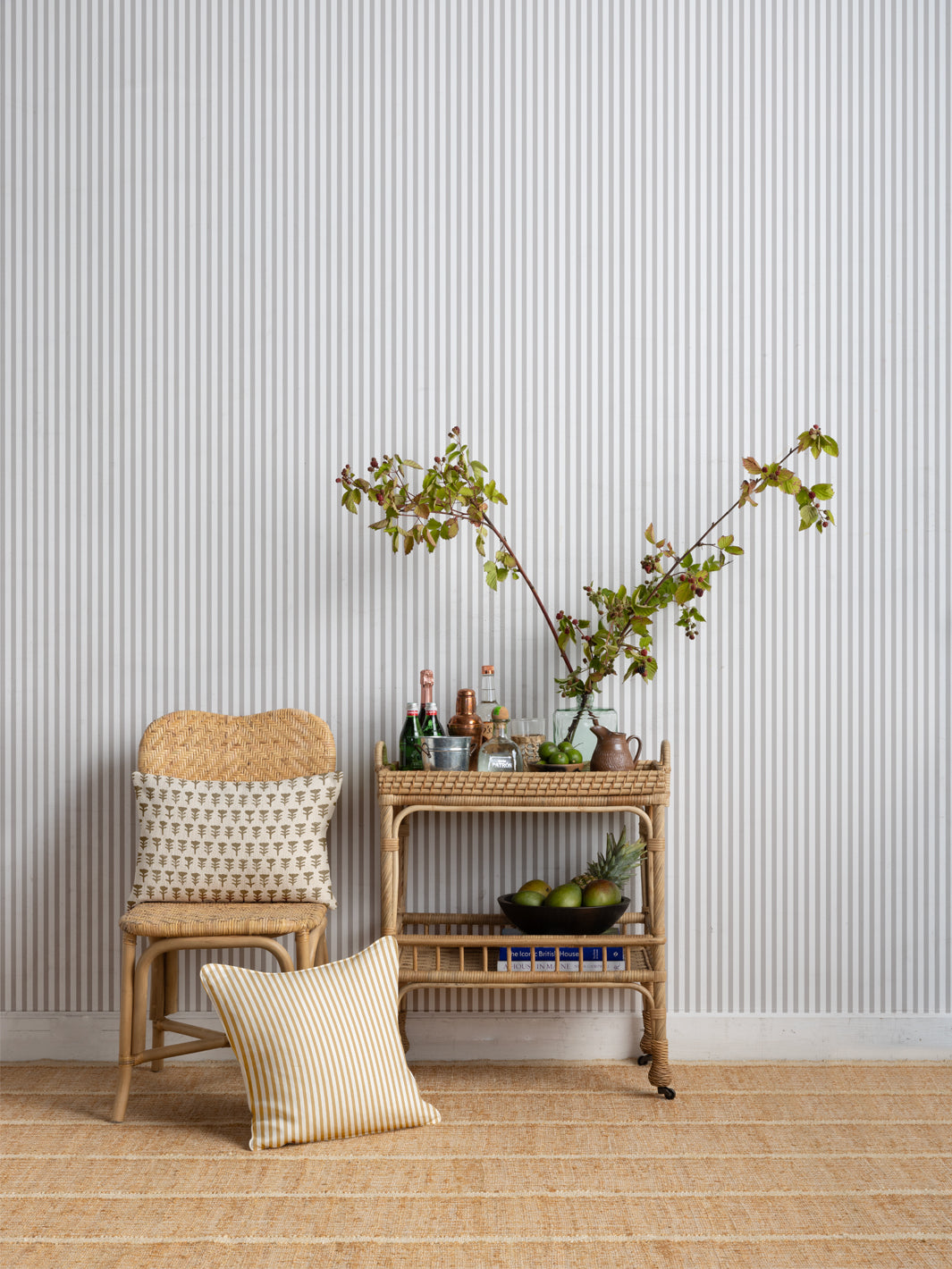 'Preppy Stripe' Wallpaper by Sugar Paper - Stone