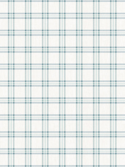 'Rogers Plaid' Linen Fabric by Nathan Turner - Seafoam