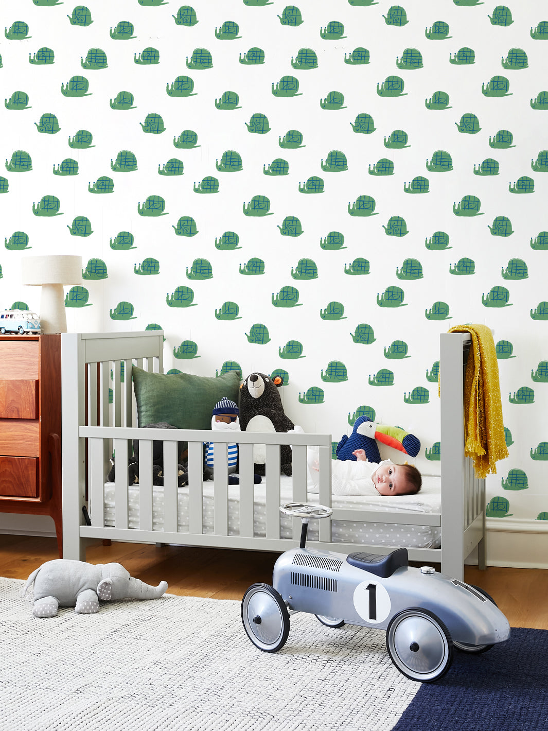 snails wallpaper by tea collection green