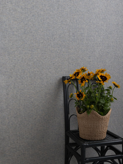 'Stitch Two Tone' Grasscloth Wallpaper in Indigo Cream