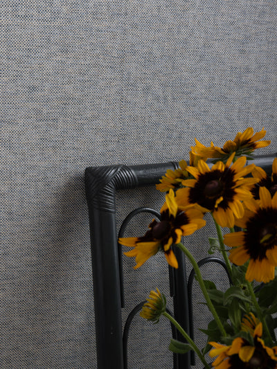 'Stitch Two Tone' Grasscloth Wallpaper in Indigo Cream