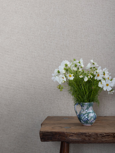 'Stitch Two Tone' Grasscloth Wallpaper in Oak Cream