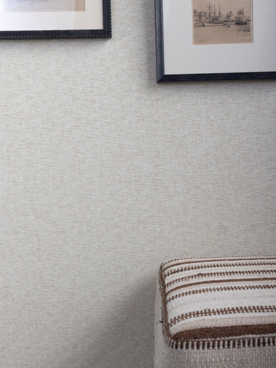 'Stitch Two Tone' Grasscloth Wallpaper in Sesame Cream