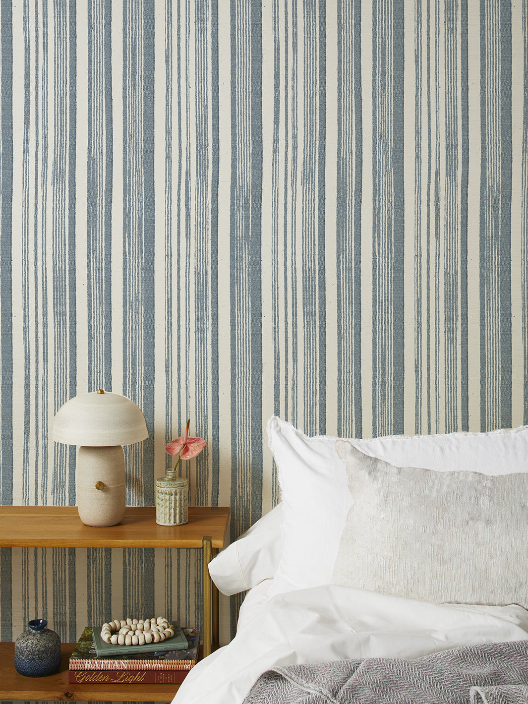 stuart stripe grasscloth wallpaper by nathan turner blue