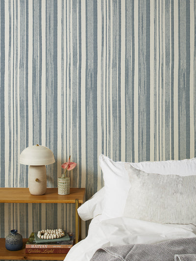 stuart stripe grasscloth wallpaper by nathan turner blue