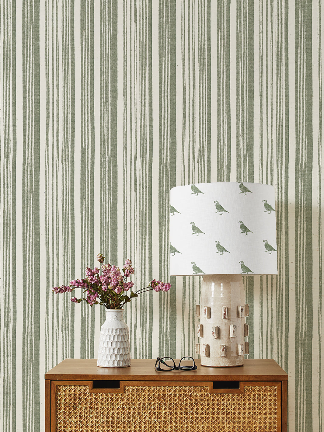 stuart stripe grasscloth wallpaper by nathan turner green