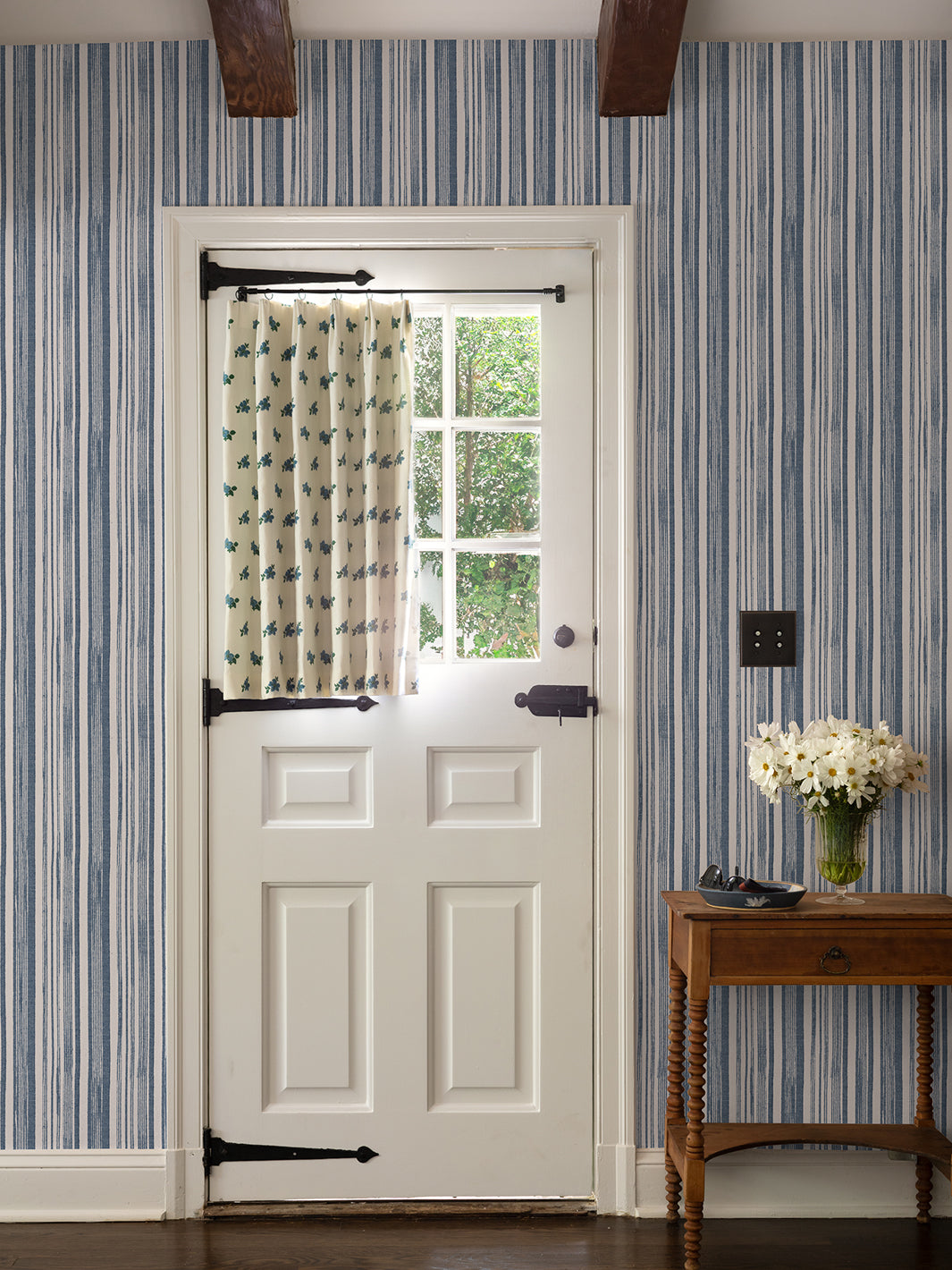 stuart stripe wallpaper by nathan turner dark blue