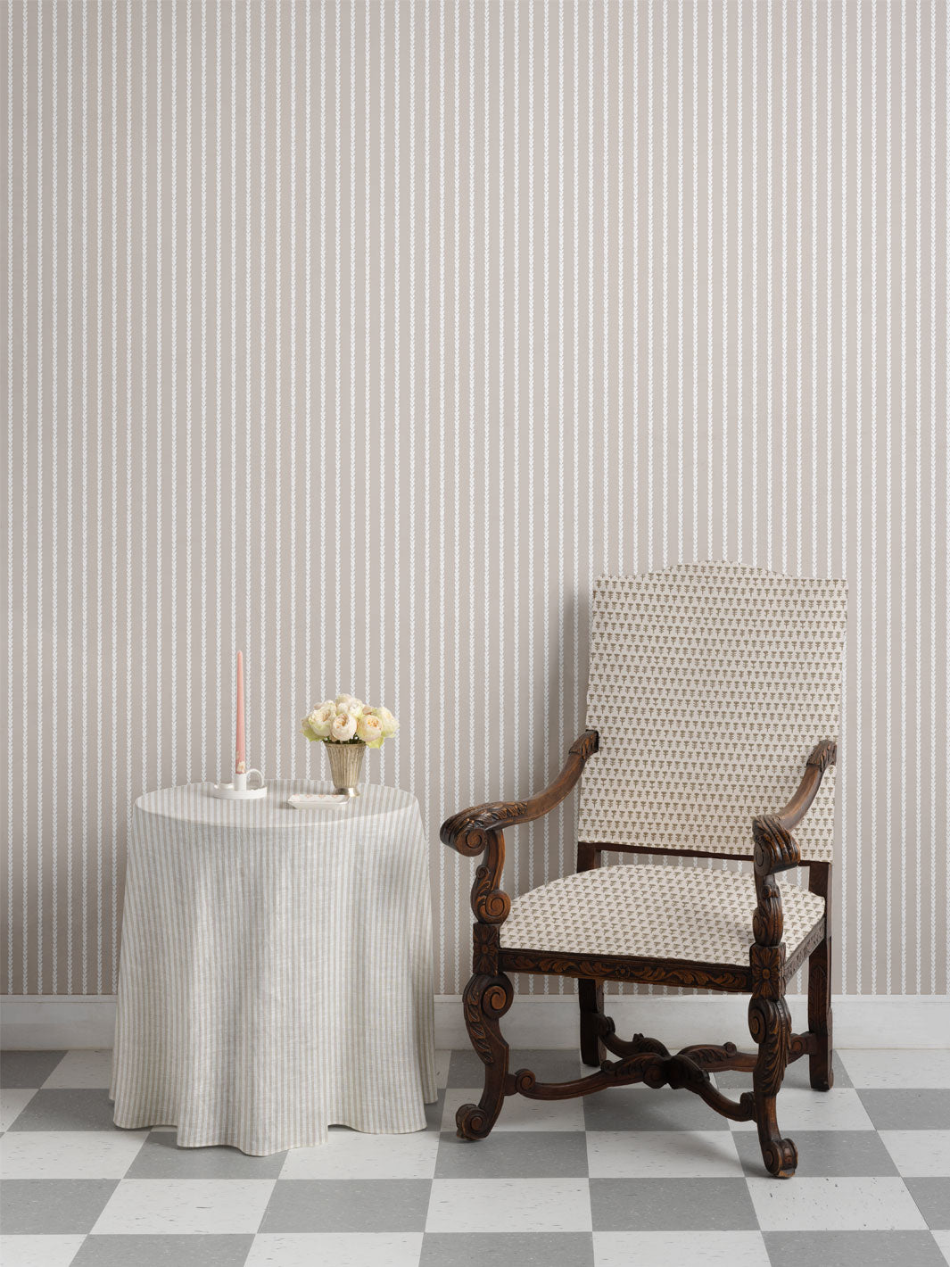 'Sweet Stripe' Wallpaper by Sugar Paper - Khaki