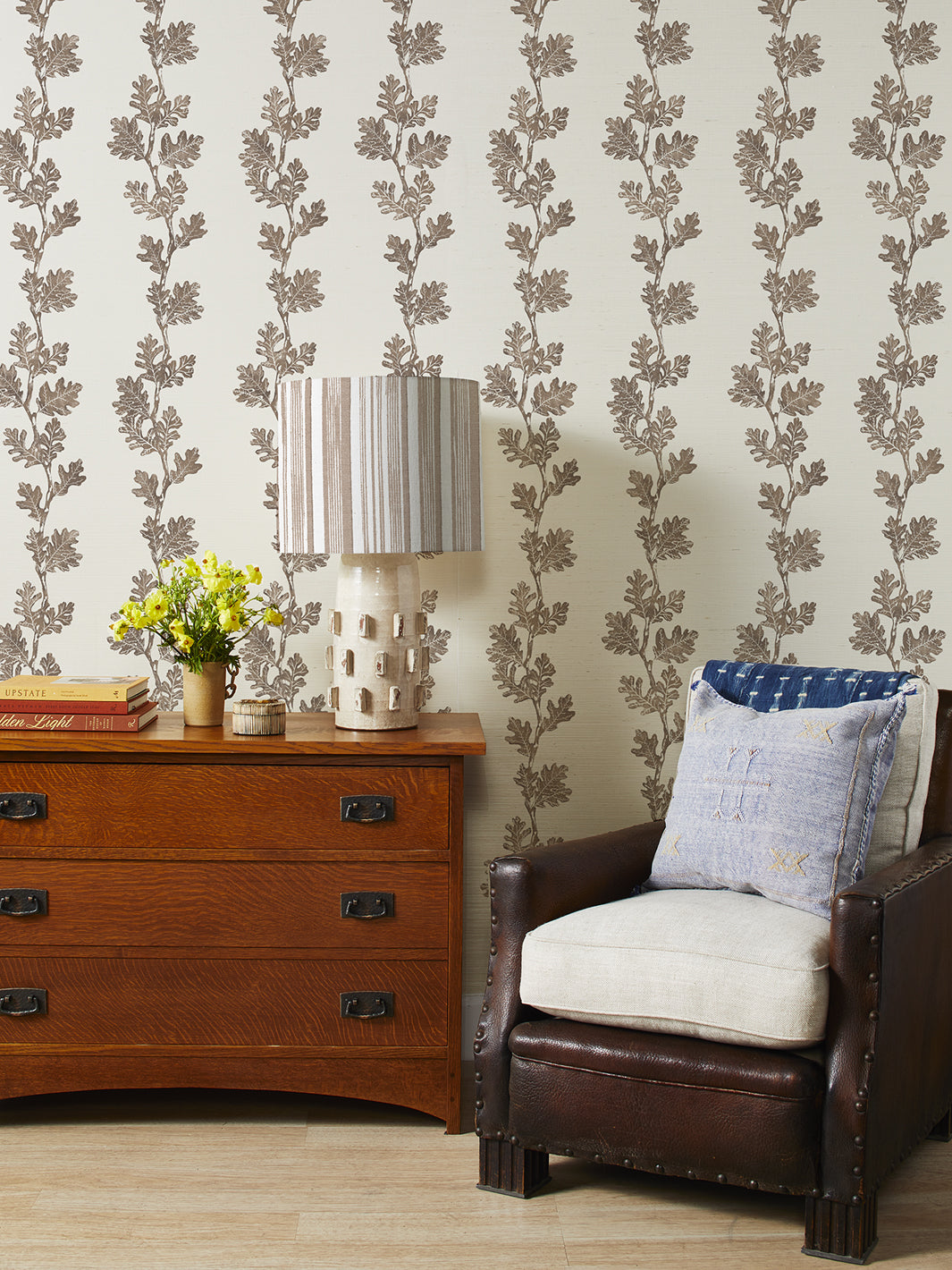 valley oak stripe grasscloth wallpaper by nathan turner brown