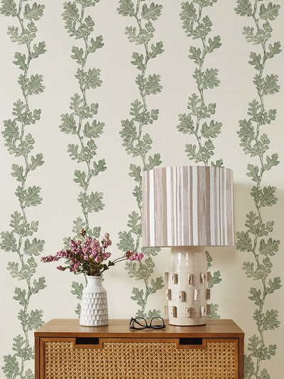 valley oak stripe grasscloth wallpaper by nathan turner green