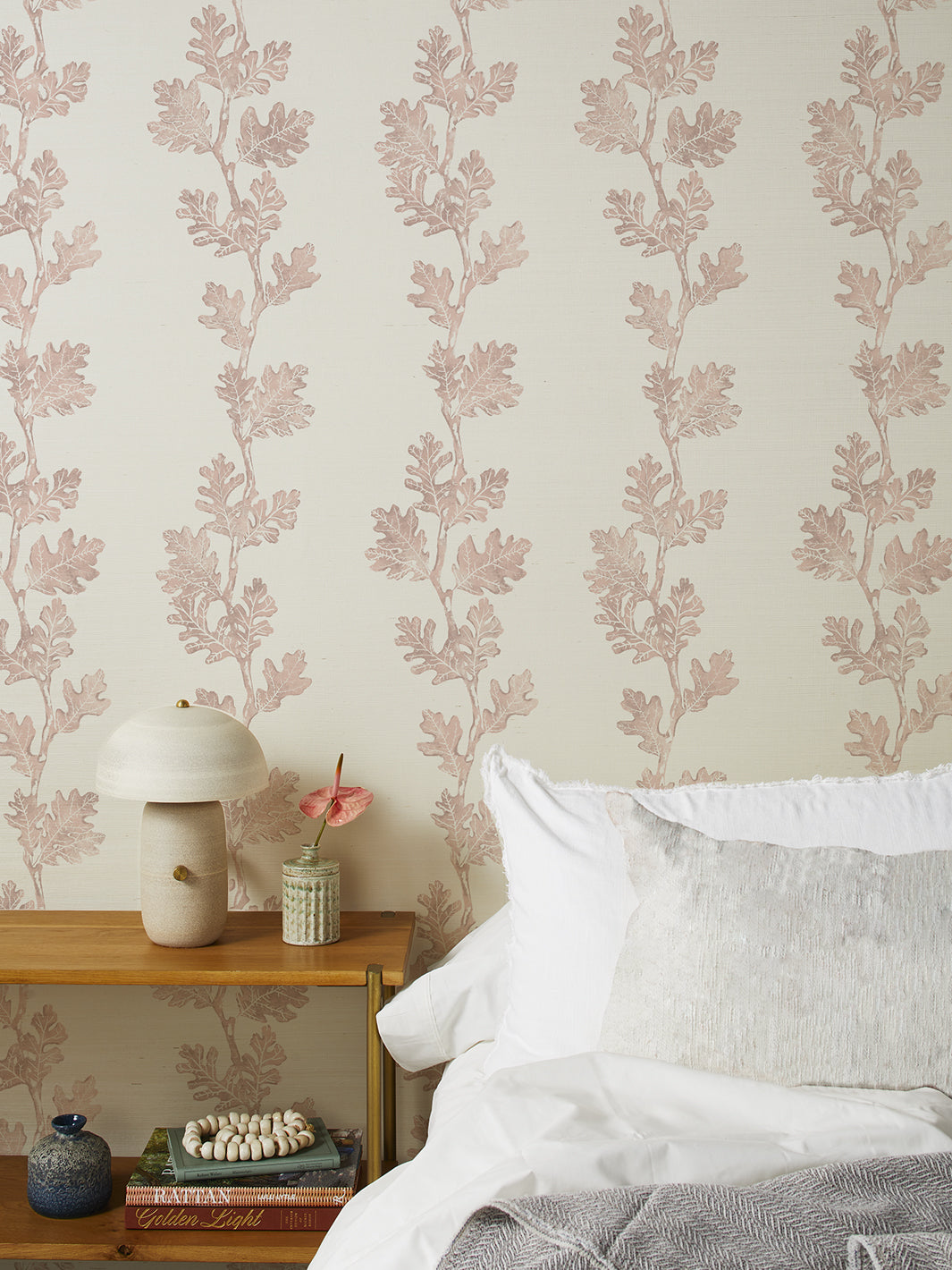 valley oak stripe grasscloth wallpaper by nathan turner pink