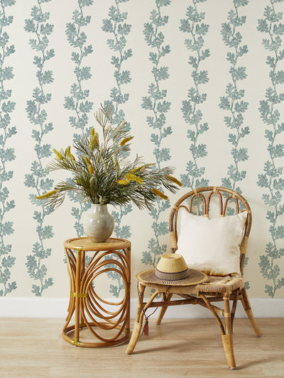 valley oak stripe grasscloth wallpaper by nathan turner seafoam